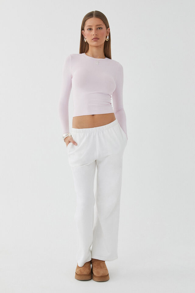 Luxe Long Sleeve Longline Tee, PRINCIPESSA PINK