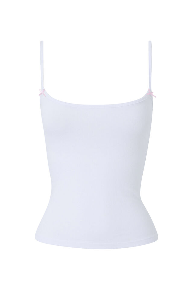Molly Thin Strap Cami, WHITE WITH BOW