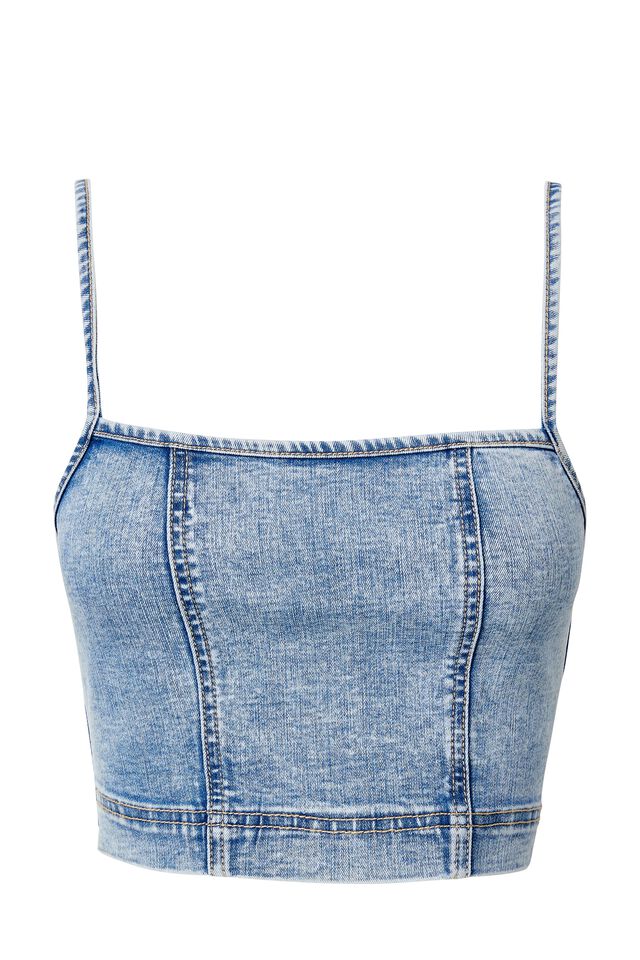 Willow Denim Cropped Top, LIGHT BLUE WASH