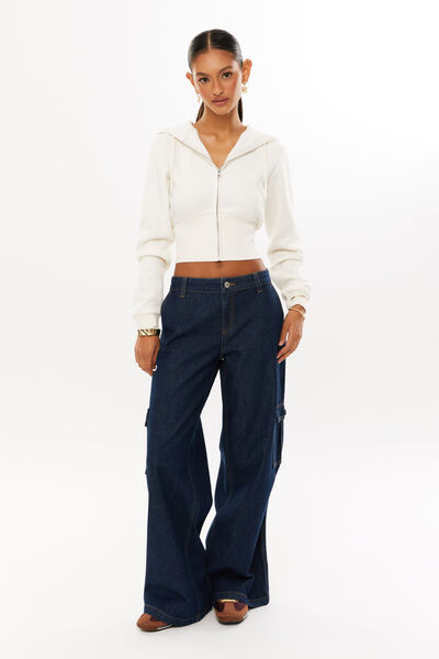 Low Rise Cargo Jean, OXFORD BLUE