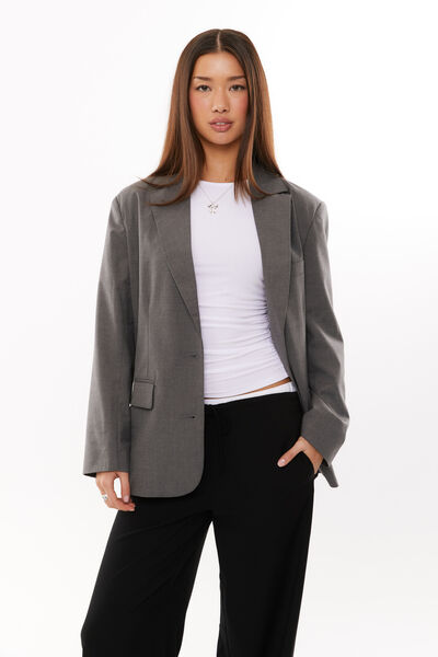 Vienna Baggy Blazer, CHARCOAL MARLE