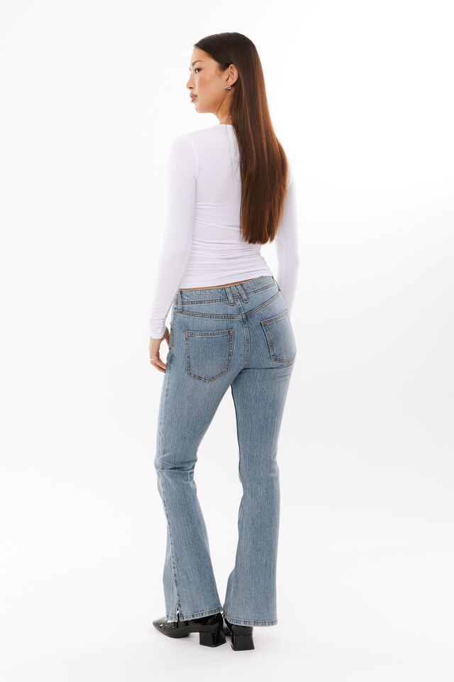 Low Rise Stretch Flare Jean, CLOUDY BLUE