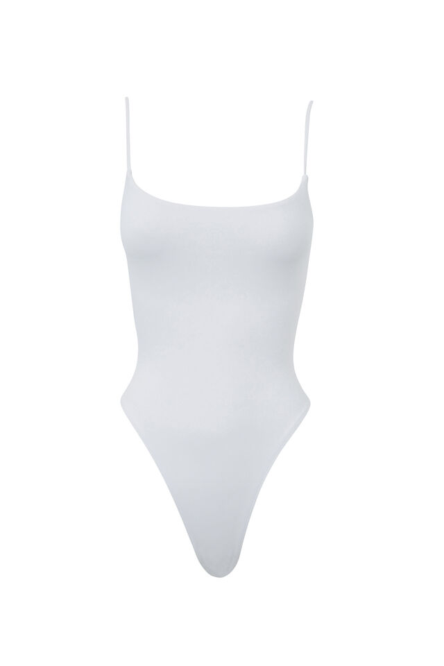 Light Luxe Strappy Bodysuit, WHITE