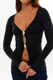 Super Smooth Celine Long Sleeve Top, BLACK - alternate image 4