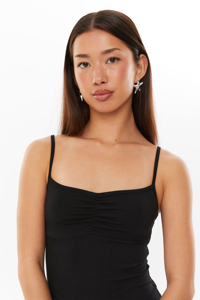 Renee Ruched Cami, BLACK