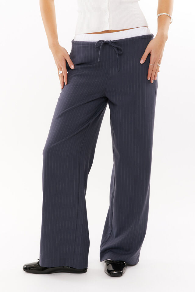 Bailey Layered Tailored Pant, NAVY SMOKE PINSTRIPE