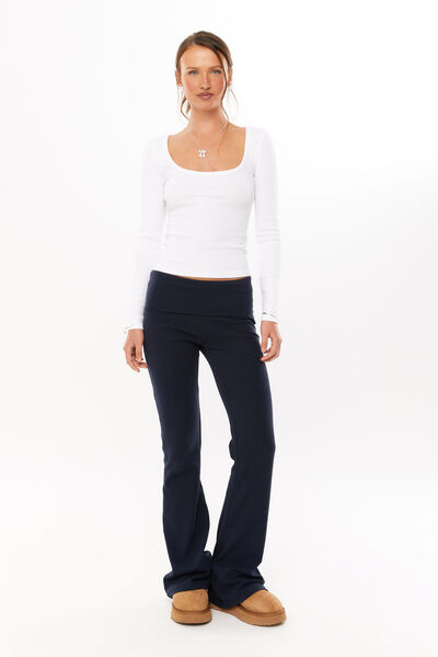 Fold Back Flare Pant, NIGHT NAVY