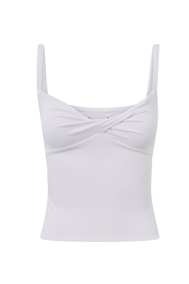 Luxe Twist Front Cami, WHITE