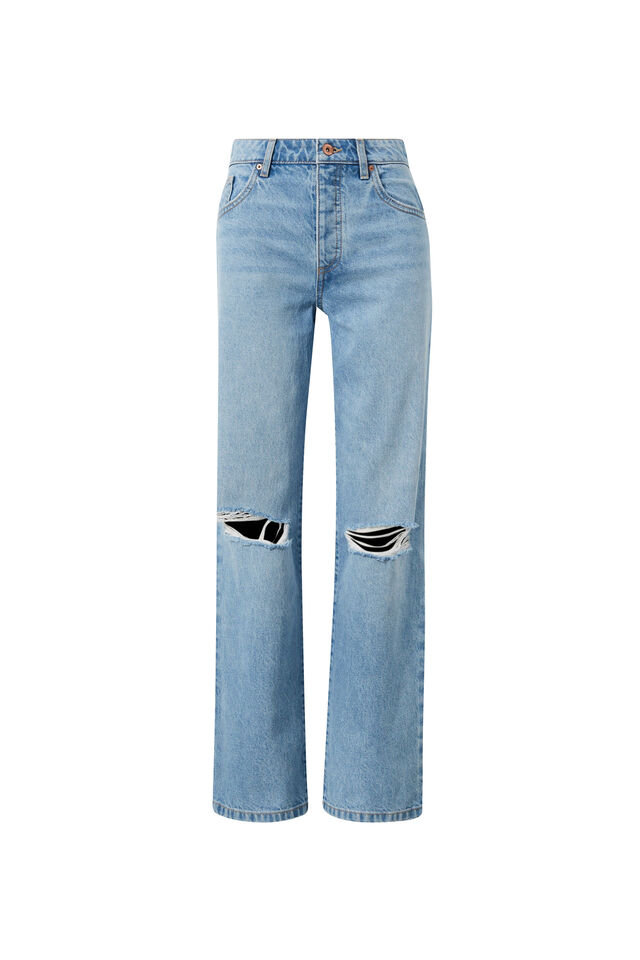 Straight Leg Ripped Jean, RIVIERA BLUE