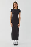 Soft Short Sleeve Maxi Dress, BLACK - alternate image 1