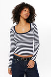 Riri Scoop Neck Long Sleeve, NAVY LEAGUE STRIPE - alternate image 2