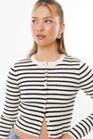 Kendal Cropped Knit Cardigan, VANILLA BEAN/VARSITY NAVY STRIPE - alternate image 4