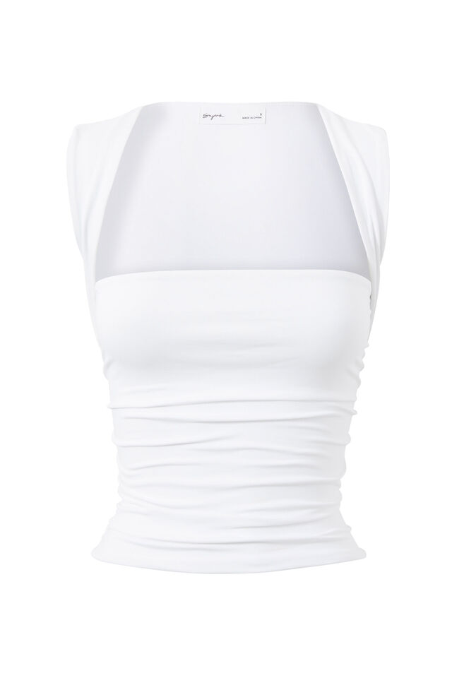 Alora Ruched Top, WHITE