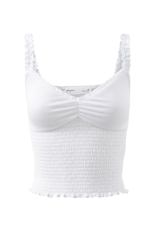 Kayla Shirred Cami, WHITE