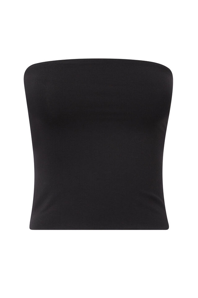 Soft Longline Tube Top, BLACK