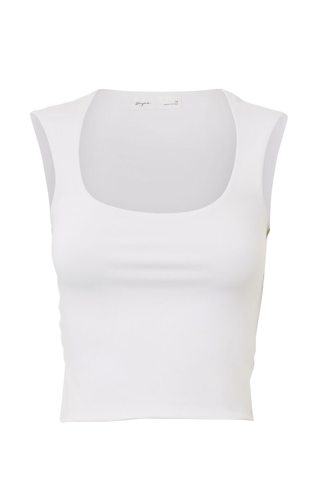 Luxe Scoop Neck Tank, WHITE