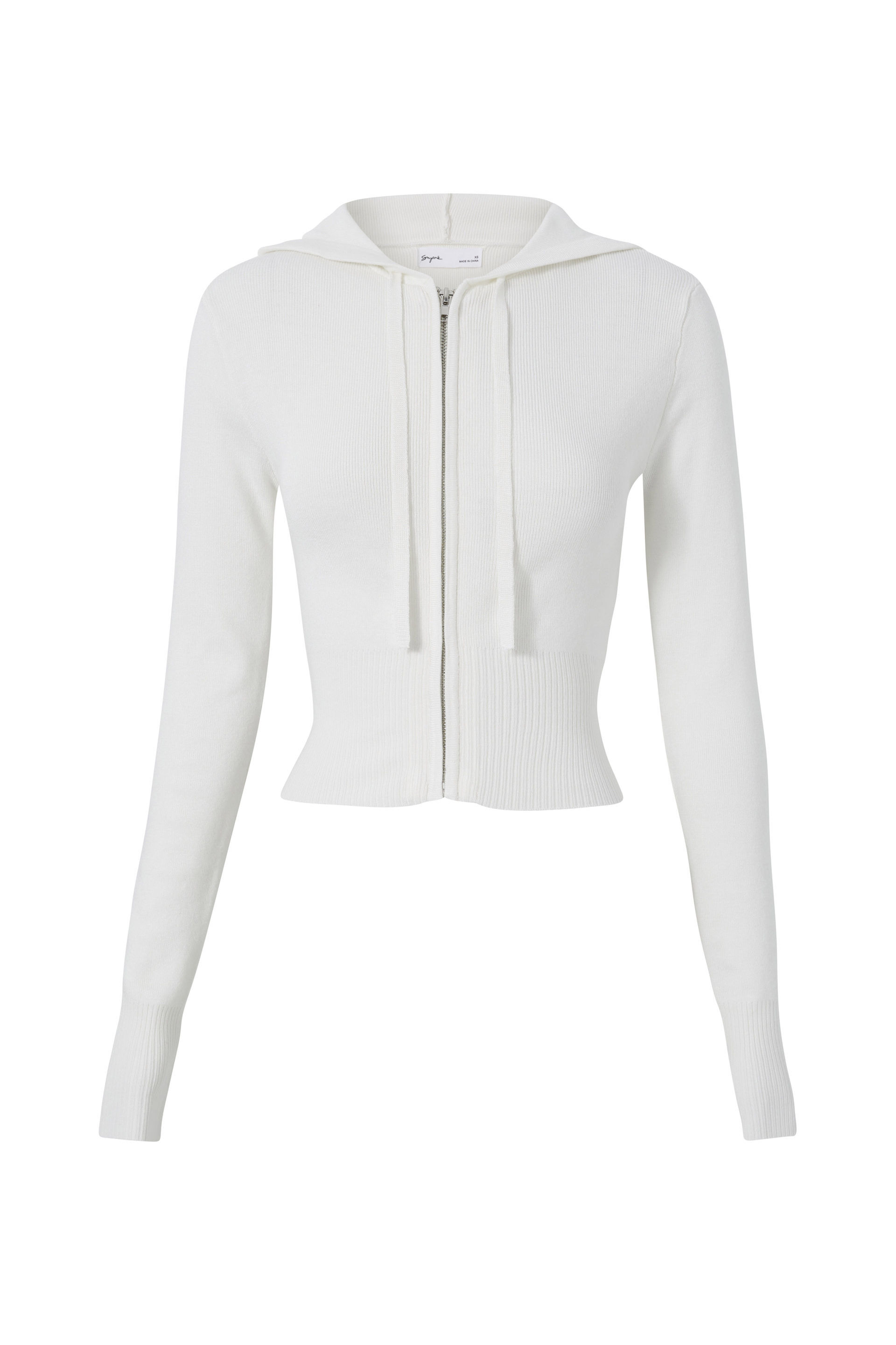 White zip up sweatshirt without hood top