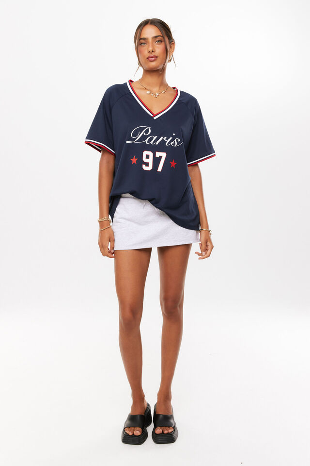 Regina V-Neck Jersey, NIGHT NAVY/PARIS 97