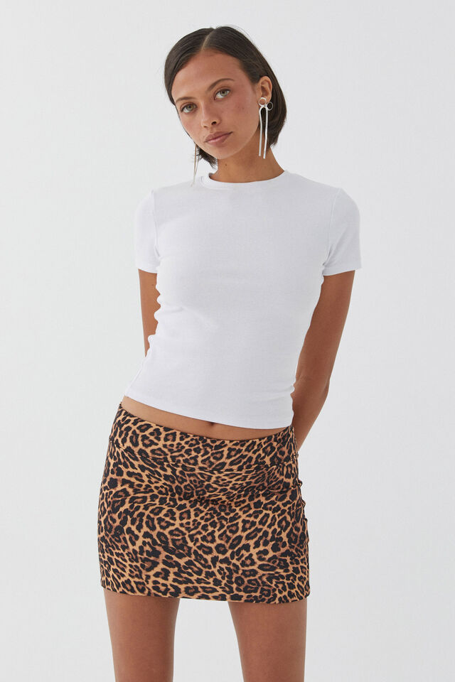 Luxe Hipster Mini Skirt, DEVIN LEOPARD BLACK
