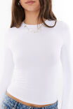 Luxe Long Sleeve Longline Tee, WHITE - alternate image 4