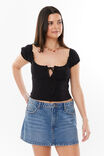 Jojo Short Sleeve Top, BLACK - alternate image 1