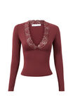 Luxe Georgia Long Sleeve Top, DARK PLUM - alternate image 6