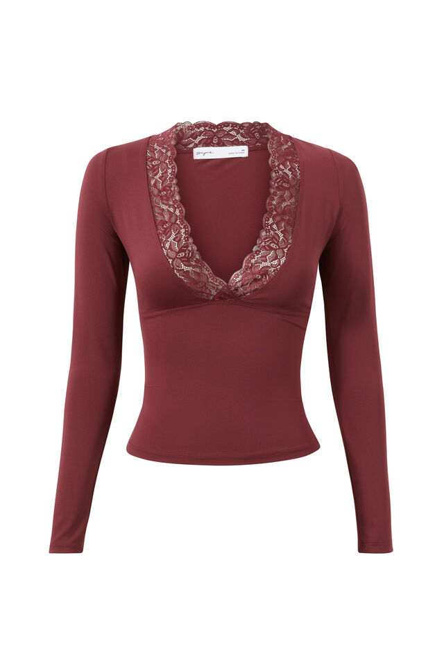 Luxe Georgia Long Sleeve Top, DARK PLUM