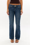 Buttoned Stretch Flare Jean, BLUE IVY - alternate image 2