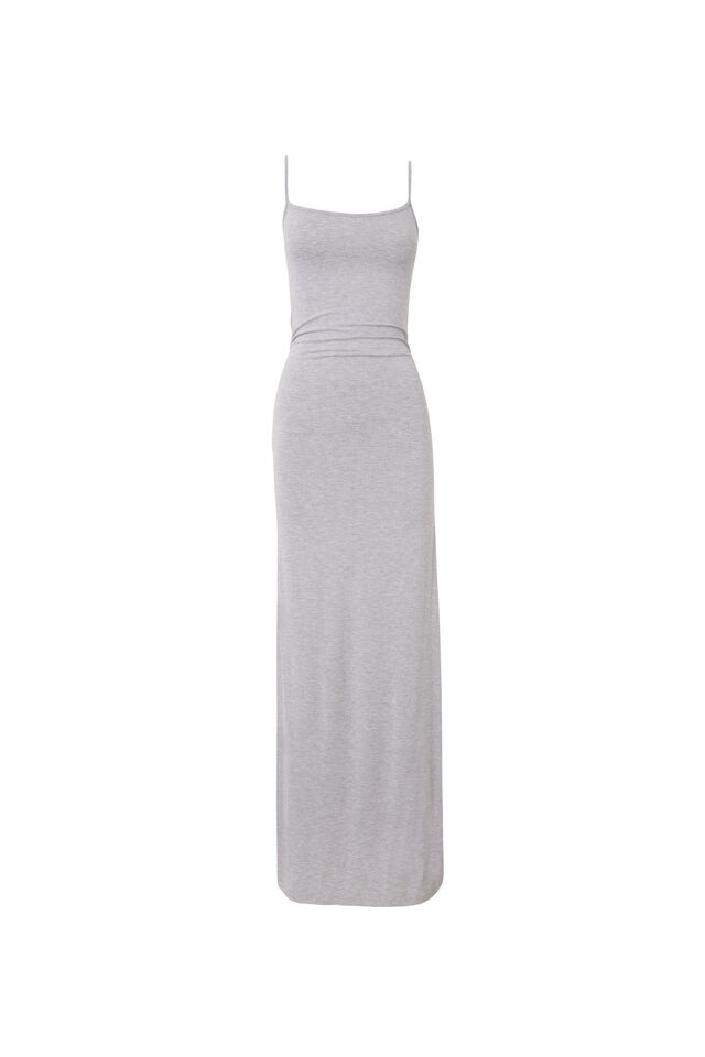 Soft Strappy Ruched Maxi Dress, GREY MARLE