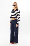 Blair Cropped Rugby Knit Jumper, NAVY STRIPE - alternate image 5