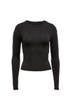Miley Long Sleeve Fitted Top, BLACK