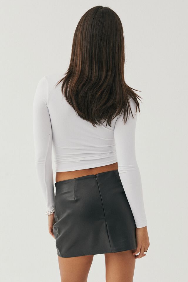 Vegan Leather Mini Skirt, BLACK
