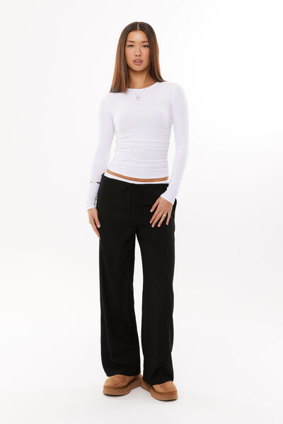 Bailey Layered Tailored Pant, BLACK