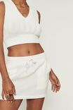 Orla Drawcord Linen Skirt, WHITE