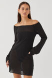 Jessa Bell Sleeve Knit Mini Dress, BLACK - alternate image 2