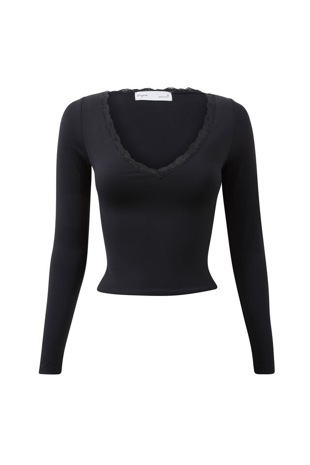 Super Smooth Isla Long Sleeve Top, BLACK