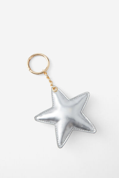 Bag Charm, CHROME SILVER/PUFF STAR