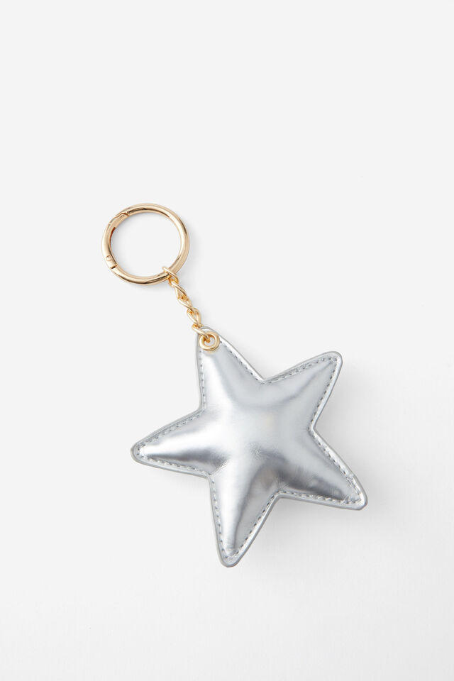 Bag Charm, CHROME SILVER/PUFF STAR