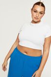 Alissa Fitted Rib Crew Top, WHITE