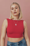 Luxe Low Back Crop Top, LIPSTICK RED - alternate image 2