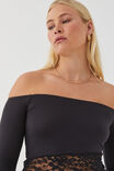 Nessa Splice Off Shoulder Top, BLACK - alternate image 4