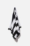 Luxe Beach Towel, BLACK/WHITE STRIPE