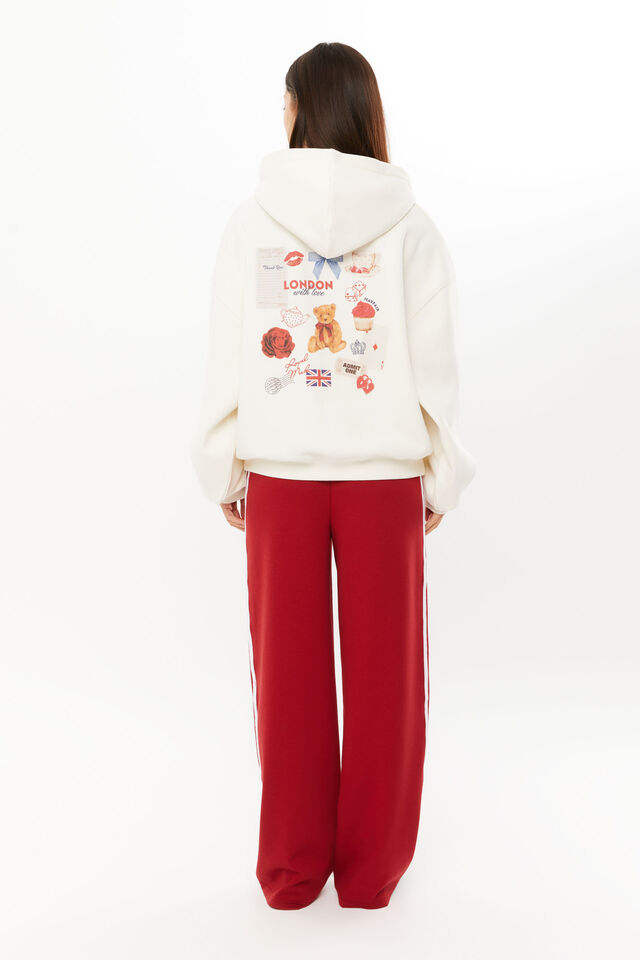 Ella Oversized Fleece Hoodie, COSY CREAM/LONDON SCRAPBOOK