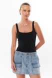 Luxe Square Scoop Bodysuit, BLACK - alternate image 1