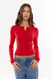 Cassie Button Through Knit Cardi, SCARLET RED - alternate image 1