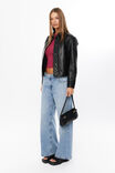 Asher Faux Leather Bomber Jacket, BLACK - alternate image 5