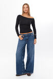 Soft Long Sleeve Off Shoulder Top, BLACK - alternate image 2