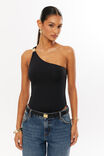 Luxe Jessica One Shoulder Bodysuit, BLACK - alternate image 2