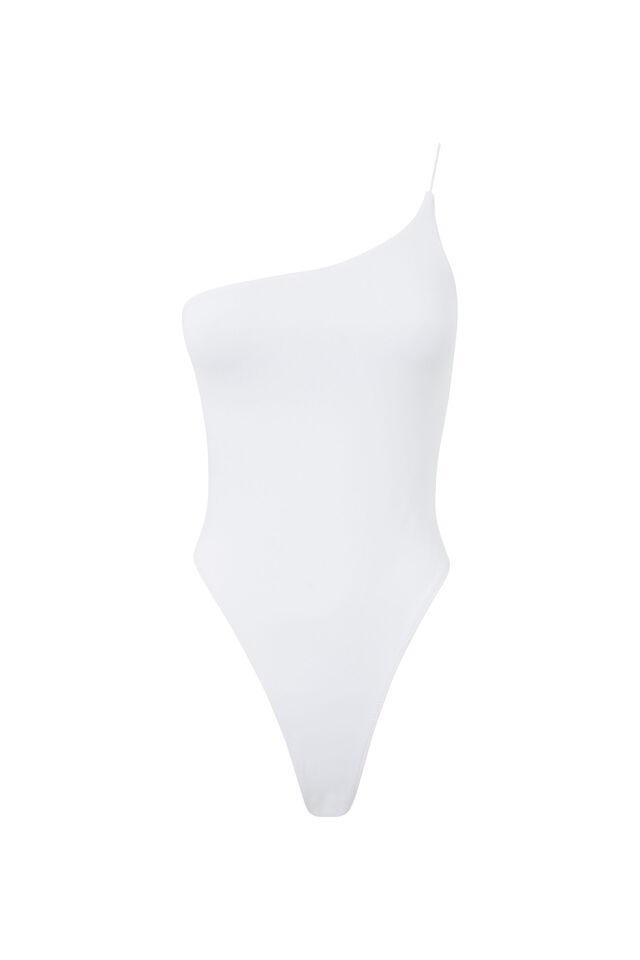Luxe One Shoulder Bodysuit, WHITE