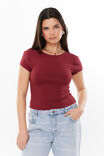 Luxe Short Sleeve Backless Tee, DEEP CHERRY - alternate image 2